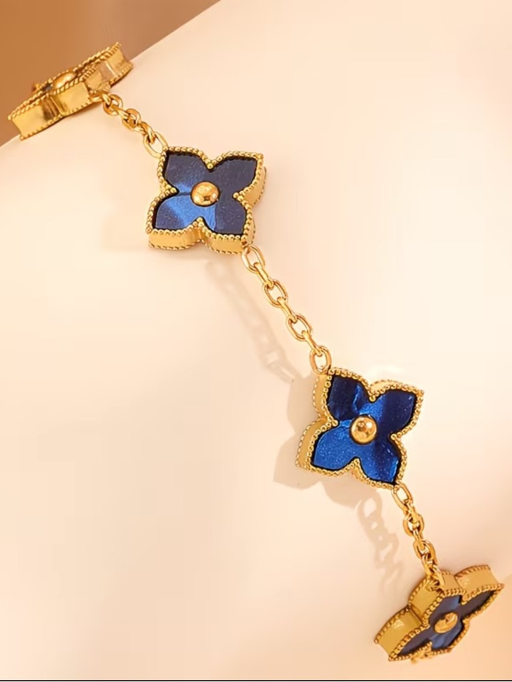 Kohl's Gold-Tone Bracelet with Blue Enamel Floral Charms